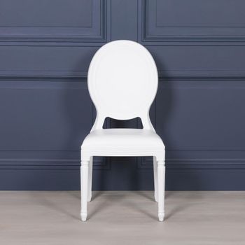 2 x Louis Oval Back White Dining Chair