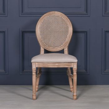 2 x Louise Birch Wood and Rattan Oval Back Dining Chair