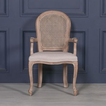 2 x Louise Wood and Rattan Back Dining Armchair