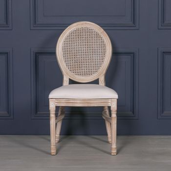 2 x Louise Wood and Rattan Oval Back Dining Chair