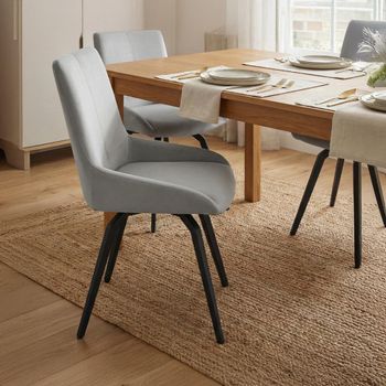 2 x Malcom Grey Fabric Swivel Dining Chair