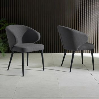 2 x Marcus Mid Grey Fabric Curved Dining Chair