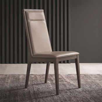 2 x Matera Italian Leather Solid Back Dining Chair