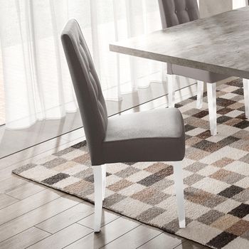 2 x Modern Treviso White Upholstered Dining Chair