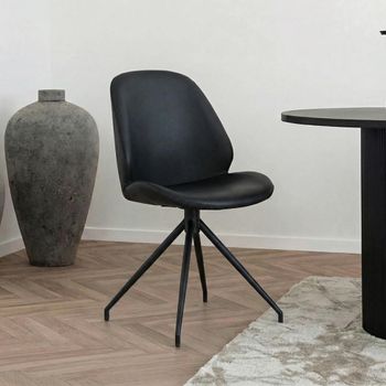 2 x Monte Carlo Black Faux Leather Swivel Dining Chair