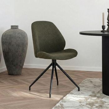 2 x Monte Carlo Green Boucle Fabric Swivel Dining Chair