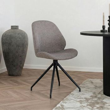 2 x Monte Carlo Stone Fabric Swivel Dining Chair