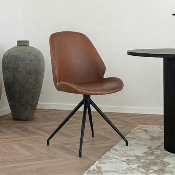 2 x Monte Carlo Vintage Brown Faux Leather Swivel Dining Chair