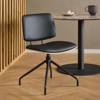 2 x Owen Swivel Black Faux Leather Dining Chair