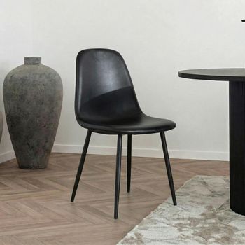 2 x Stockholm Black Faux Leather Dining Chair
