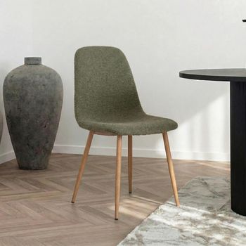 2 x Stockholm Dark Green Boucle Fabric Dining Chair