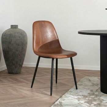 2 x Stockholm Vintage Brown Faux Leather Dining Chair