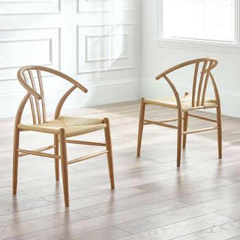 2 x Symi Natural Oak Curved Dining Chair