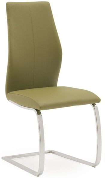2 x Elis Olive Faux Leather Chrome Dining Chair