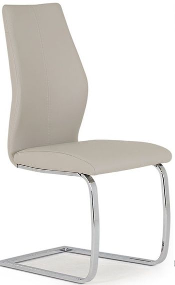 2 x Elis Taupe Faux Leather Chrome Dining Chair