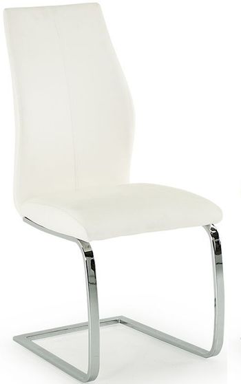 2 x Elis White Faux Leather Chrome Dining Chair