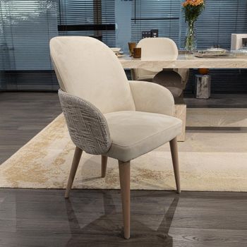 Abbie Dining Two Tone Fabric Armchair - Colours Available