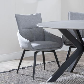 Clearance - Ace Grey Fabric Dining Swivel Chair with Black Legs