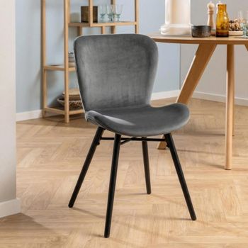2 x Batilda Dark Grey Fabric Dining Chair