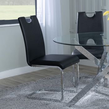 Bianco Black Faux Leather Dining Chair with Chrome Cantilever Base