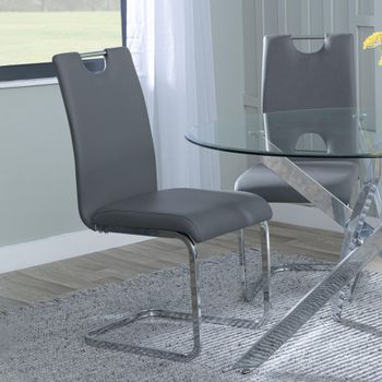 Bianco Grey Faux Leather Dining Chair with Chrome Cantilever Base