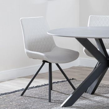 Clearance - Boden Cream Fabric Dining Swivel Chair with Black Legs