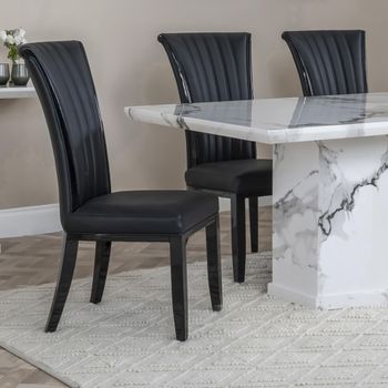 Cadiz Black Leather High Back Large Dining Chair with Black Legs