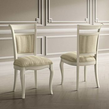 Giotto Italian Bianco Antico Casablanca Fabric Dining Chair
