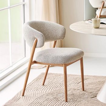 2 x Cavi Sand and Natural Fabric and Wood Curved Back Dining Chair