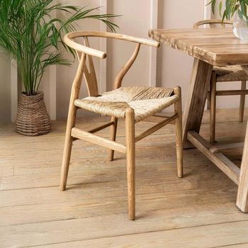 2 x Chilthorne Wishbone Lime Wash Dining Chair
