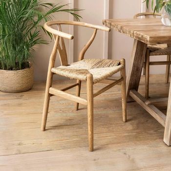 2 x Chilthorne Wishbone Natural Dining Chair