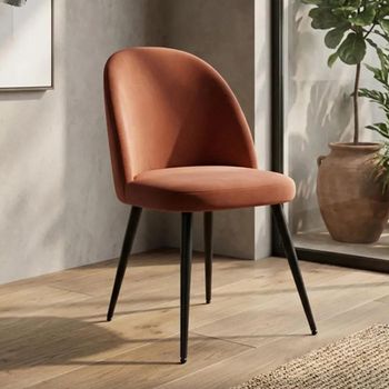 Clearance - 2 x Gabi Coral Velvet Dining Chairs with Black Legs - FSS15755