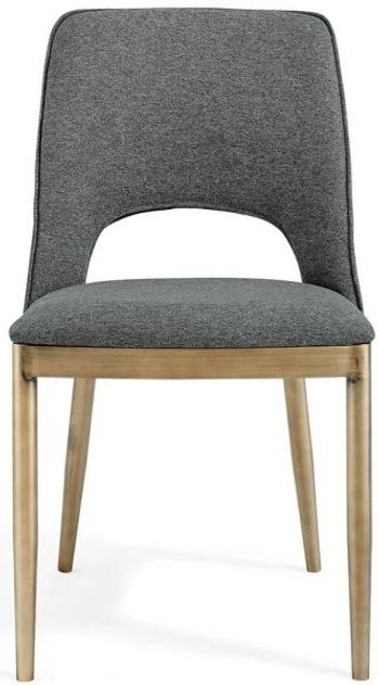 Clearance - 2 x Morgan Brass and Grey Linen Fabric Dining Chairs - FSS13419
