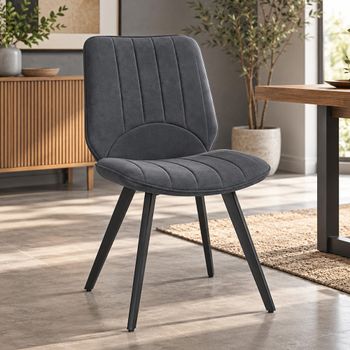 Clearance - 4 x Alessandra Grey Faux Leather Dining Chairs - FS175