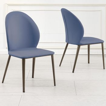 Clearance - Astrid Blue Leather Dining Chair