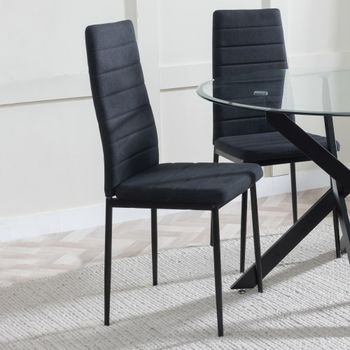 Clearance - 4 x Lido Black Fabric Dining Chair with Black Legs