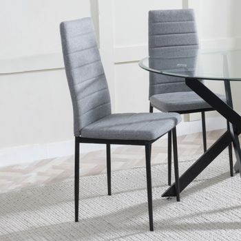 Clearance - 4 x Lido Dark Grey Fabric Dining Chair with Black Legs