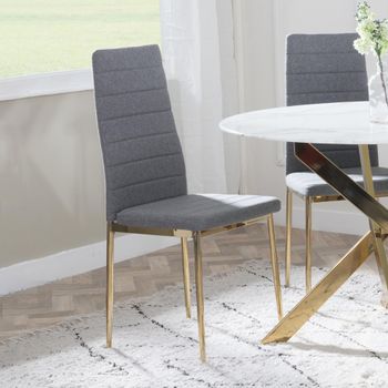 Clearance - 4 x Lido Dark Grey Fabric Dining Chair with Gold Legs