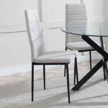 Clearance - 4 x Lido Sand Fabric Dining Chair with Black Legs