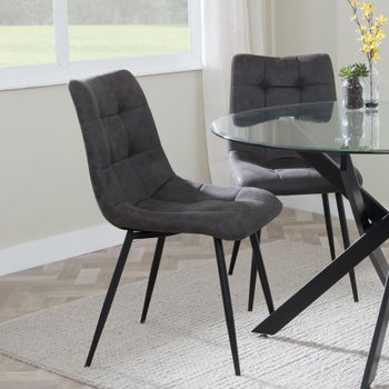 Corona Grey Fabric Dining Chair with Black Metal Legs