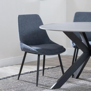 Clearance - Darwin Dark Grey Fabric Dining Chair with Black Legs