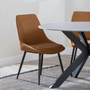 Clearance - Darwin Orange Fabric Dining Chair with Black Legs