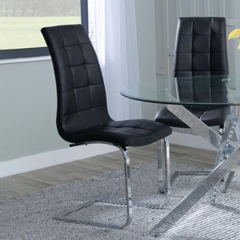 Jamison Black Faux Leather Dining Chair with Chrome Cantilever Base
