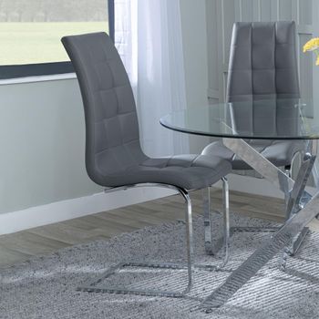 Jamison Grey Faux Leather Dining Chair with Chrome Cantilever Base