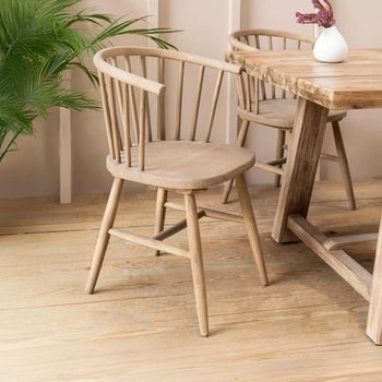 2 x Landrake Curved Back Natural Dining Chair