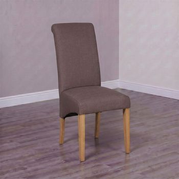 2 x Melbourne Dining Chairs Roll Back Coffee Fabric
