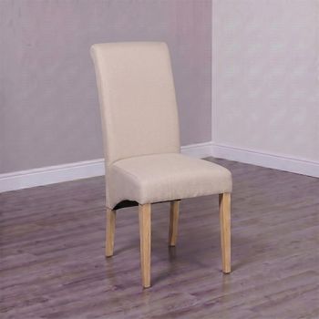 2 x Melbourne Dining Chairs Roll Back Cream Fabric