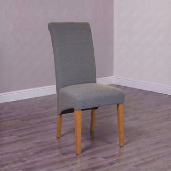 2 x Melbourne Dining Chairs Roll Back Grey Fabric