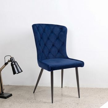2 x Merlin Navy Blue Fabric Dining Chair