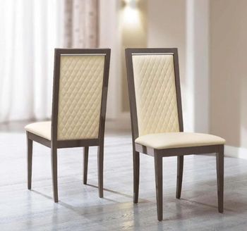 Platinum Italian Ivory Upholstered Rombi Dining Chair